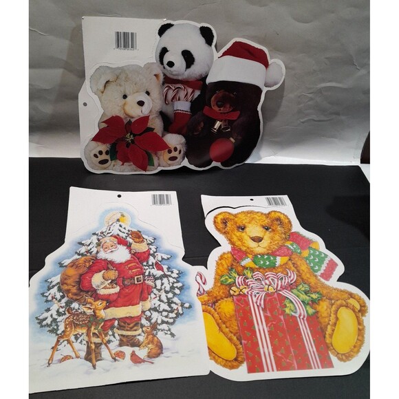 Vintage Flocked Christmas Diecuts, Lot of 3 NOS - Picture 8 of 8